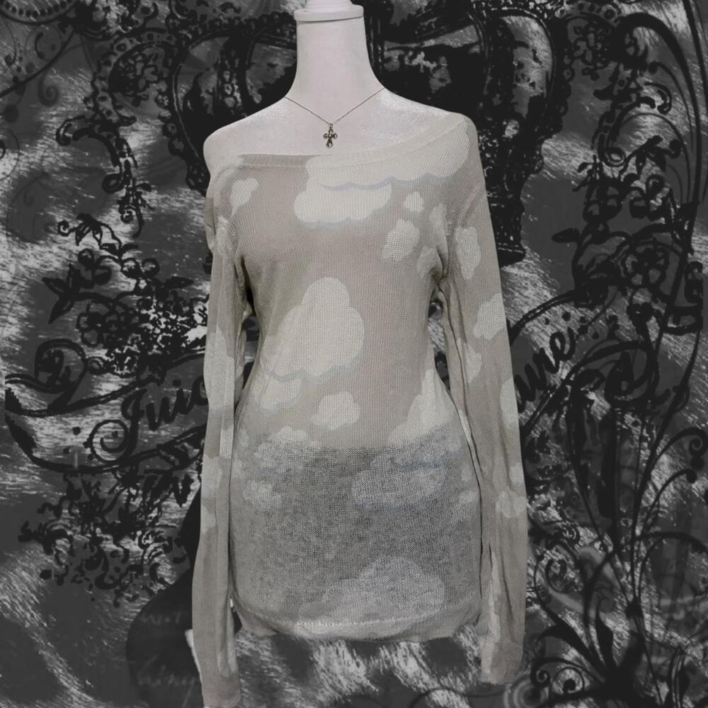 dusty cream white and pastel sky cloudlike camouflage top